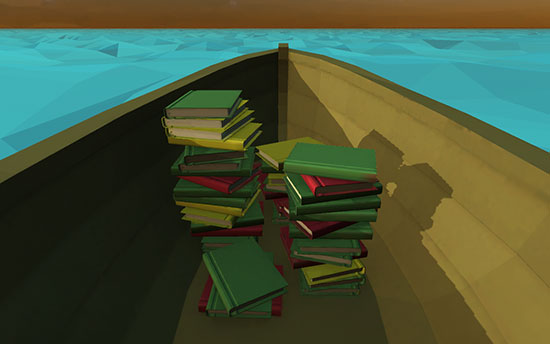 Screenshot of books in a boat