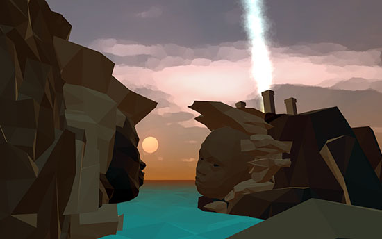 Screenshot of two stone heads